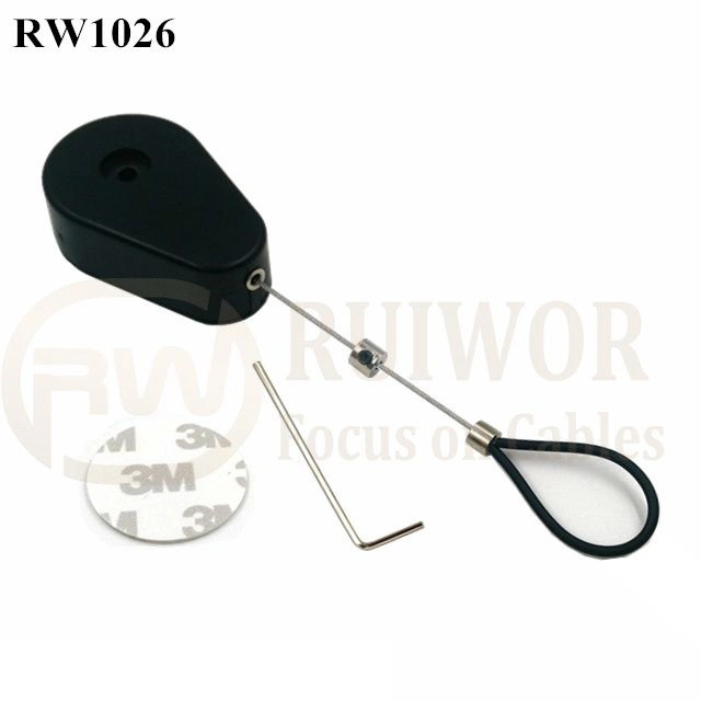 Correa de seguridad retráctil Drop-Shaped Plus Cable ajustable de acero inoxidable recubierto de bucle de tubo flexible de silicona