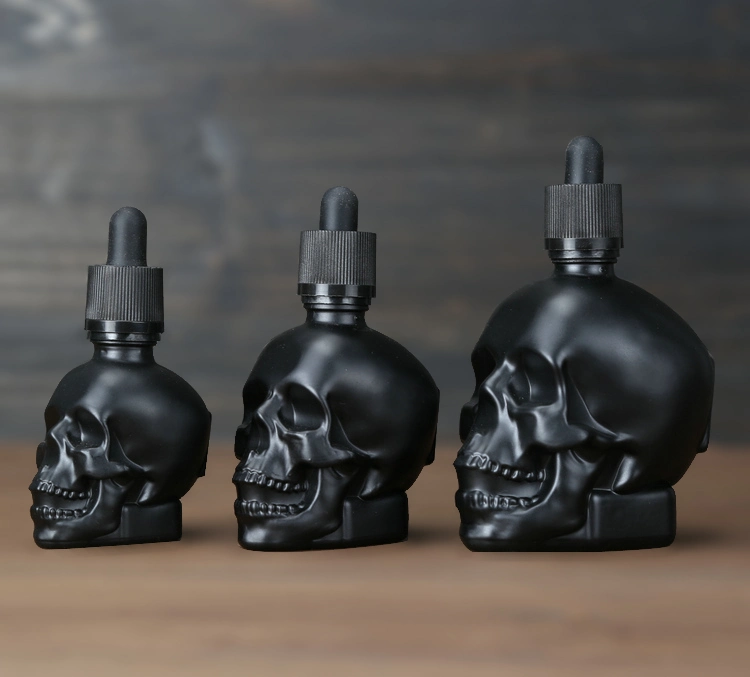 30ml Skull Glass Dropper Bottle Liquid Dropper Bottle Perfume Oil Bottle with Nipple