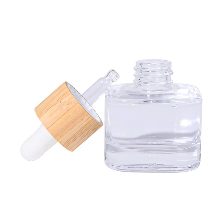 Free Sample 5/10/15/30/50ml HDPE Mini Bamboo Wood Dropper Bottles Squeeze Eye Drop Bottle with Bamboo Cover