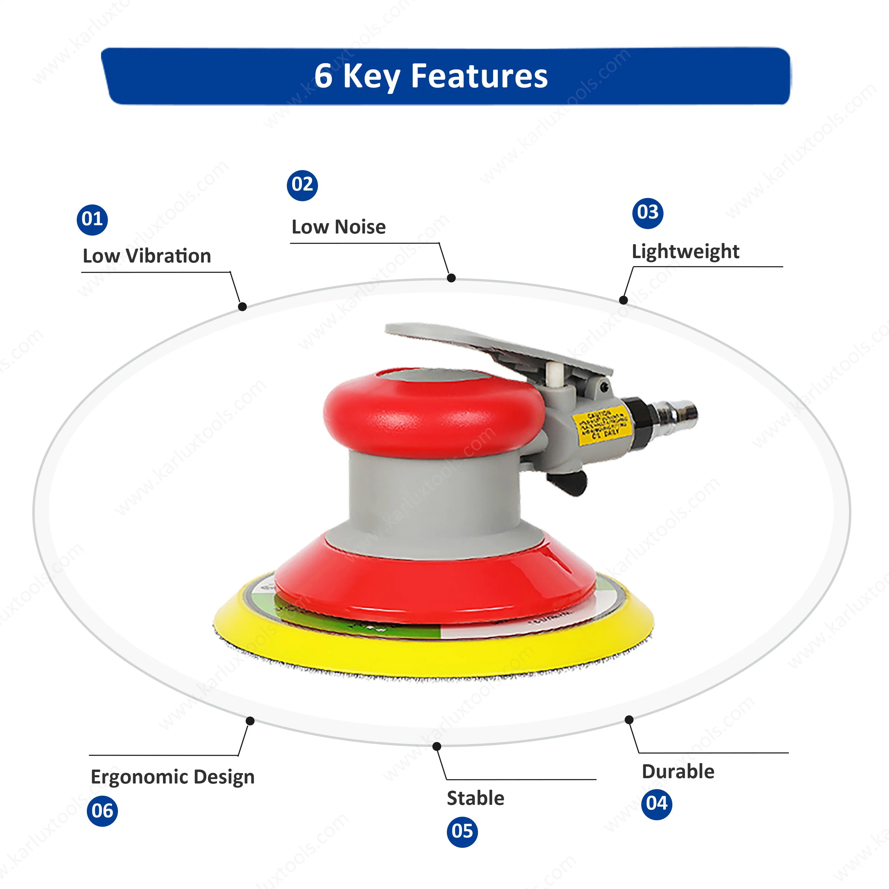 6 Zoll Nicht-Vakuum-Druckluftpolierer Air Random Orbital Sander