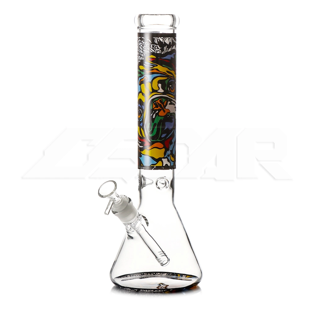 13.8 Inches Heavy Beaker Dogs Decal Glass Hookah 5mm Glass Tobacco Smoking Water Pipe Glass Smoking Set