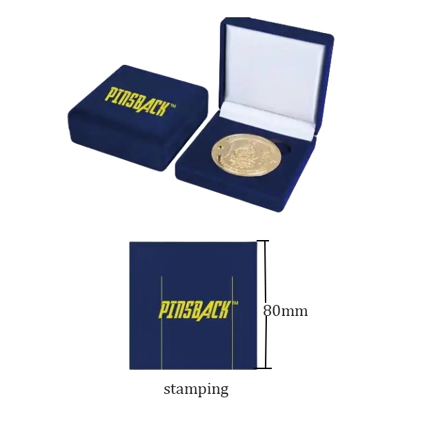 Caixa de Medalha personalizada do Prémio Velvet com caixa de Jóias de estampagem de ouro Para armazenamento e recolha de cases de apresentação de pino e moedas de esmalte