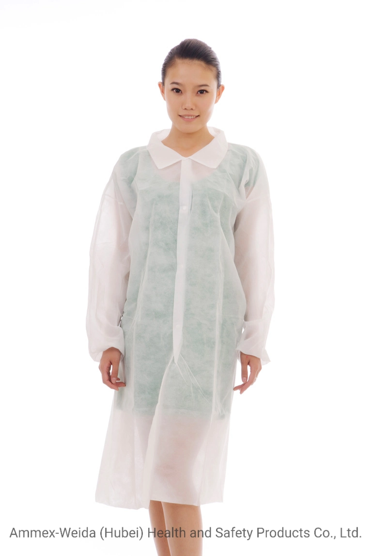 Single Use Lab Coat with Different Type Collar and Snaps Closure and with Long Sleeves Various Color