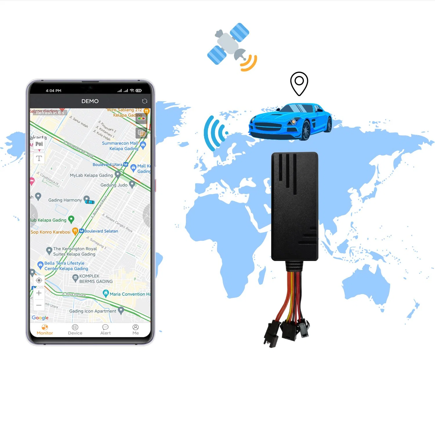 H4g Wired GPS Tracker Battery Real-Time Positioning Device Car