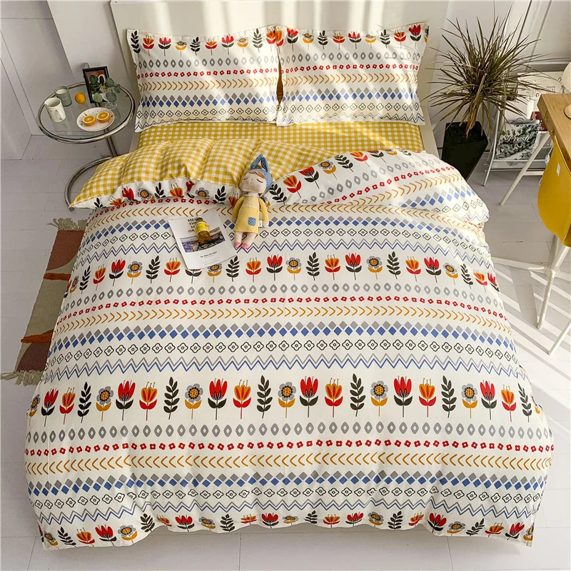 4PC Wholesale 100% Cotton Super Soft Printed Duvet Cover Bed Sets Kids Children for All Season