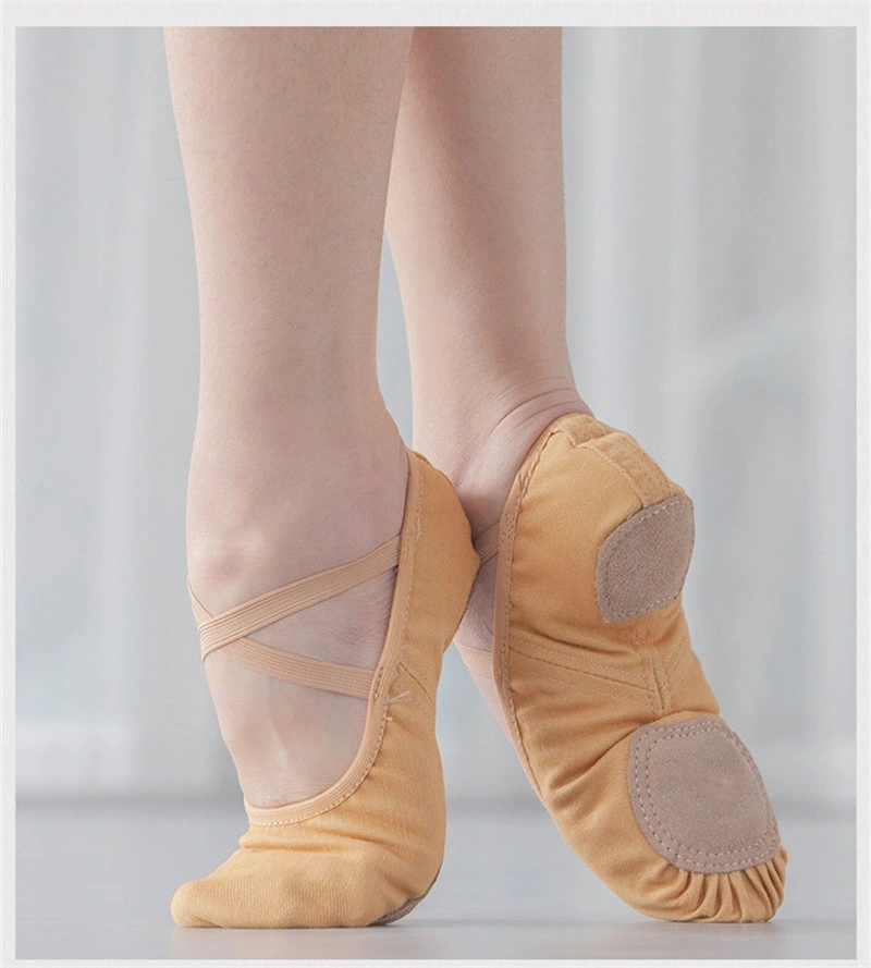 Günstigste Kinder Ballett Tanz Schuhe Segeltuch Split Sole Hausschuhe für Tanzen