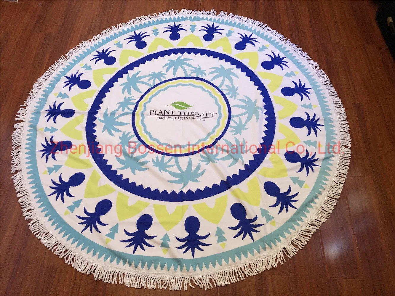 OEM Cheap Promotional Customized Print Cotton Microfiber Sand Free Blue Round Beach Bath Towels