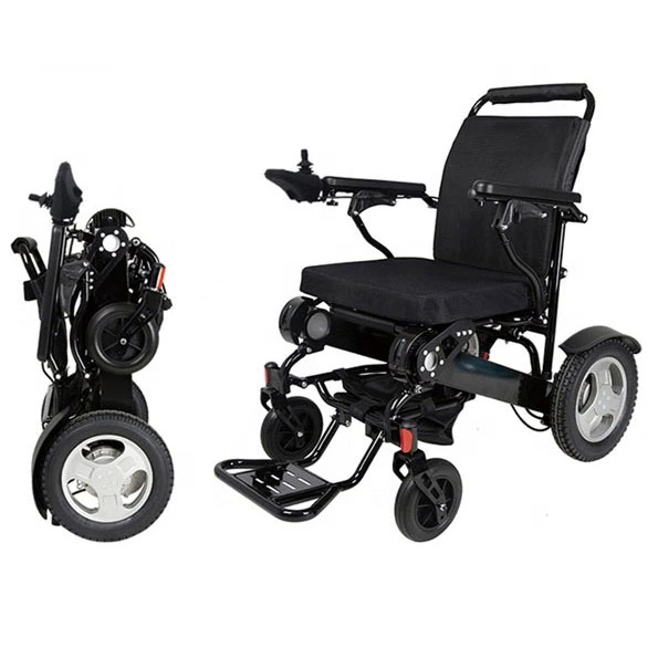 Economic Steel Electric Wheelchair with Foldable Backrest and Detachable Footrest