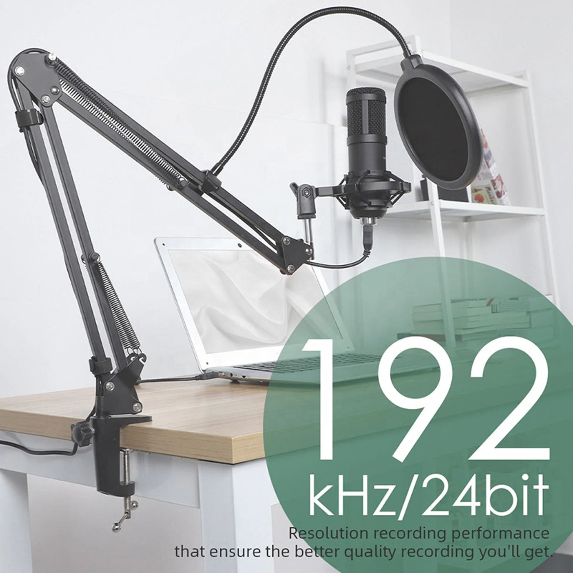 192kHz 24bit Plug Play PC Computer Podcast Kondensator Kardioid Metall MIC Kit für Gesang Youtube USB Mikrofon