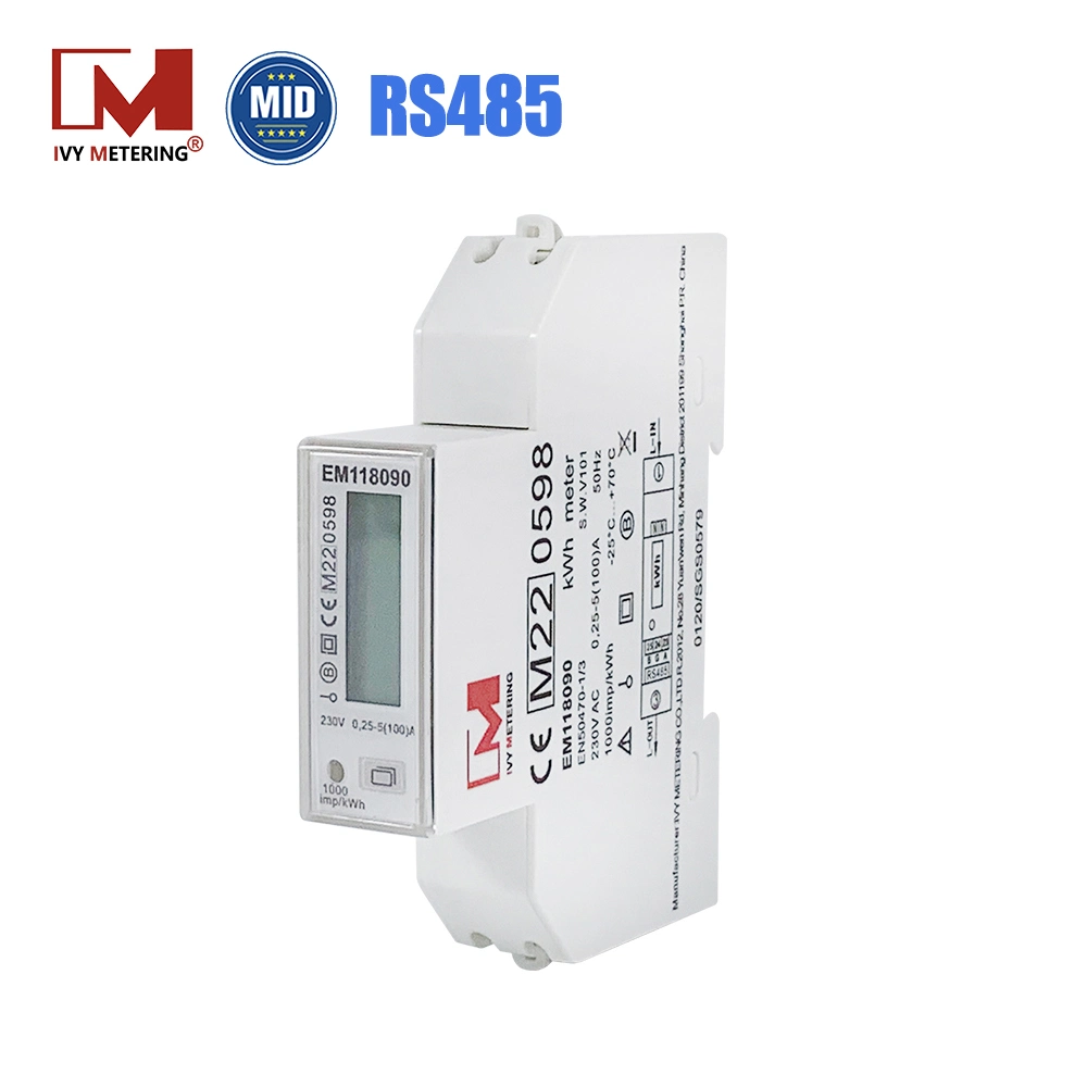 Energy EV Charger Meter RS485 DIN-Rail Ptb Kwh Bidirectional Solar PV Single Phase Electricity Meter