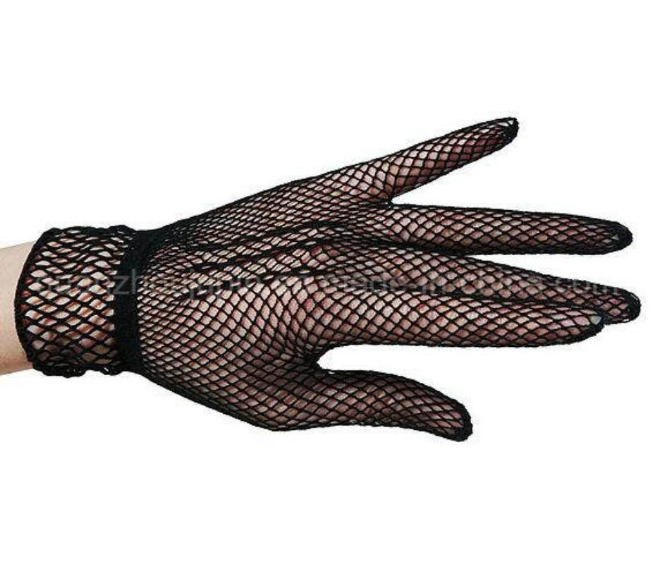 Custom Fashion White Black Mesh Short Funeral Wedding Bridal Gloves