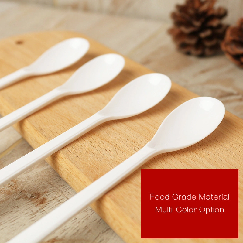 Plastic Disposable Spoon Hard Food Grade Long Handle Spoon Takeaway Packaging Dessert Spoon Independent Packaging (W-003)