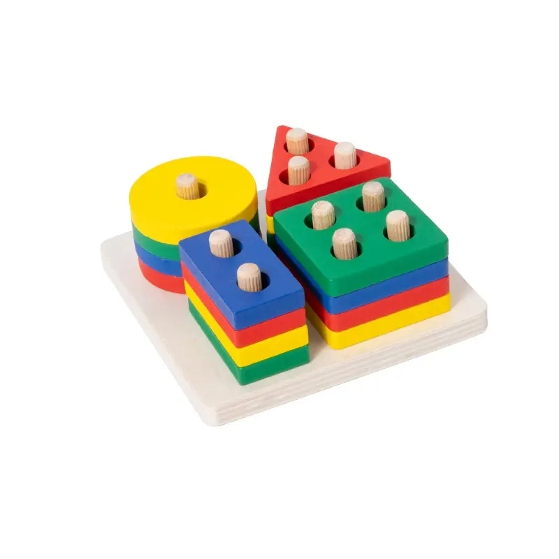 Kinder Baby China DIY Großhandel/Lieferant hölzerne geometrische Formen Stapeln Gebäude Block pädagogische Spielzeug für Kinder Geschenk Mädchen beliebtes Spielzeug