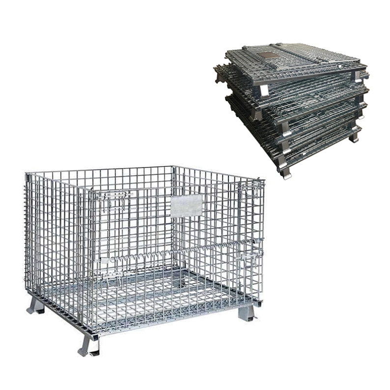 Heavy Duty Removable Collapsible Rigid Metal Bulk Wire Mesh Cage Storage Stacking Containers