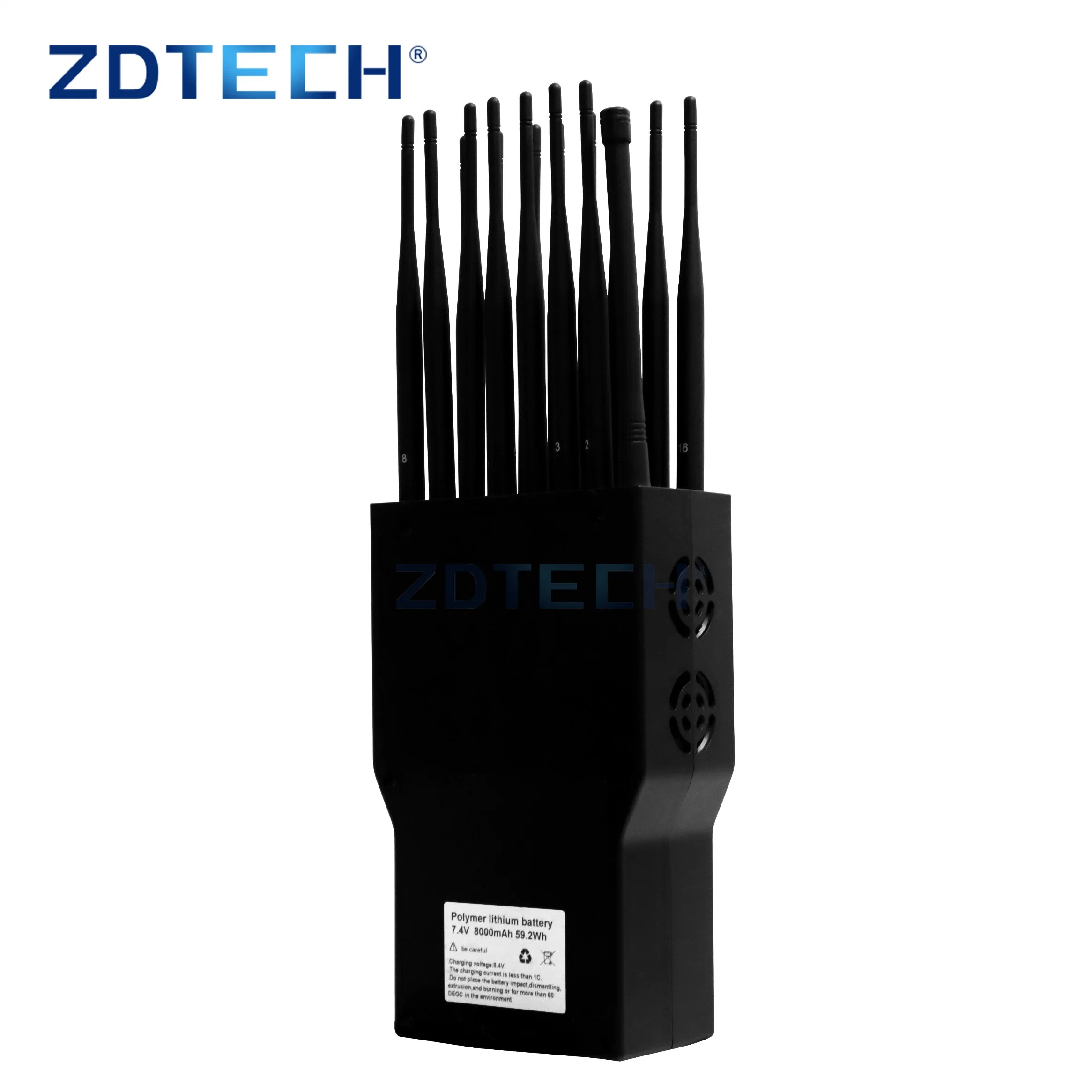 Portable Handheld 21 Channels 10m Signal Detector Mobile Phone 5g GPS WiFi Digital RF Jammer with 16000mAh