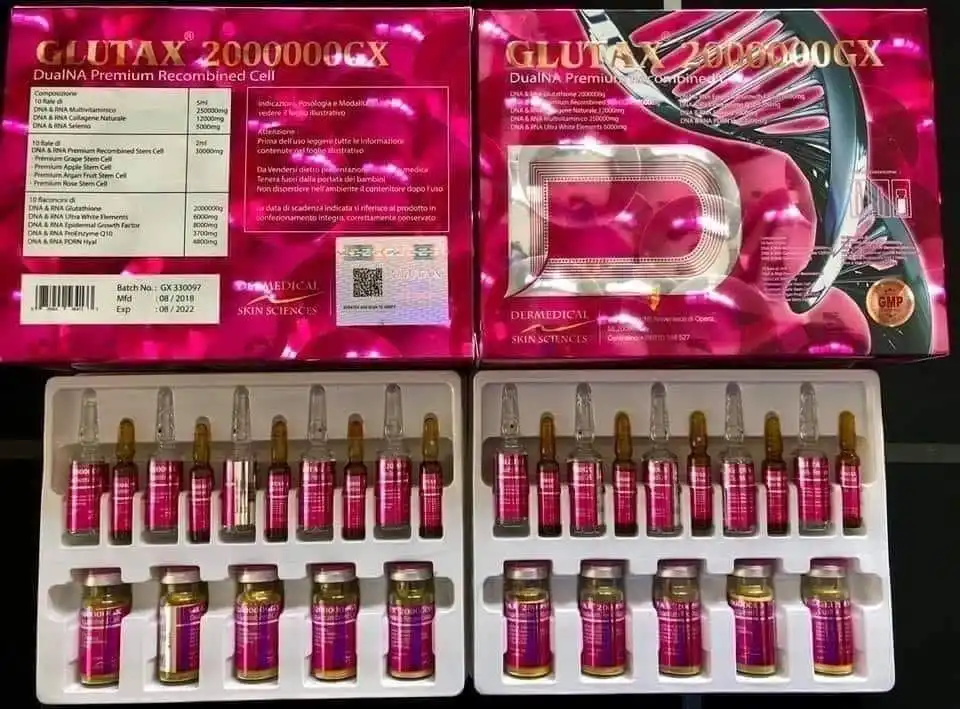 Glutax 2000000gx Premium Recombhs خلية 10 جلسات Glutathione الجلد تبييض الحقن