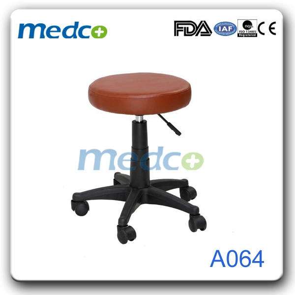 A061 Medical Swivel Pneumatic Backrest Stool Chair with 5 Wheels