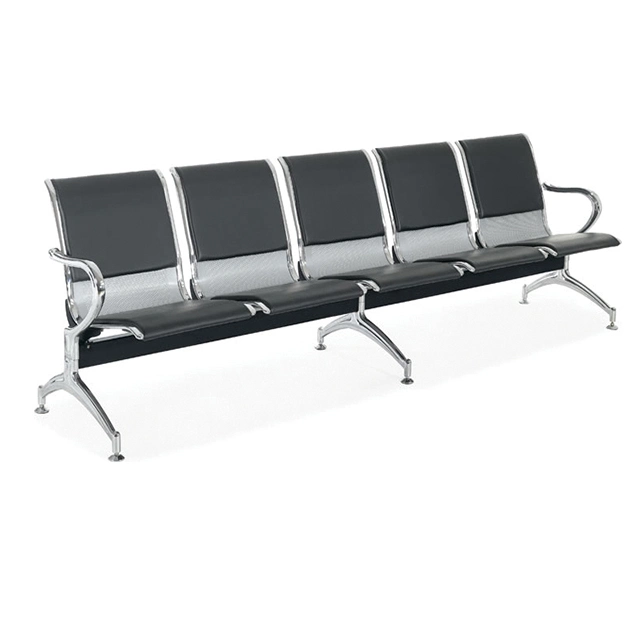 Two Seater Airport Hospital Sofa Chair Waiting Area Benches with Leather Cushion