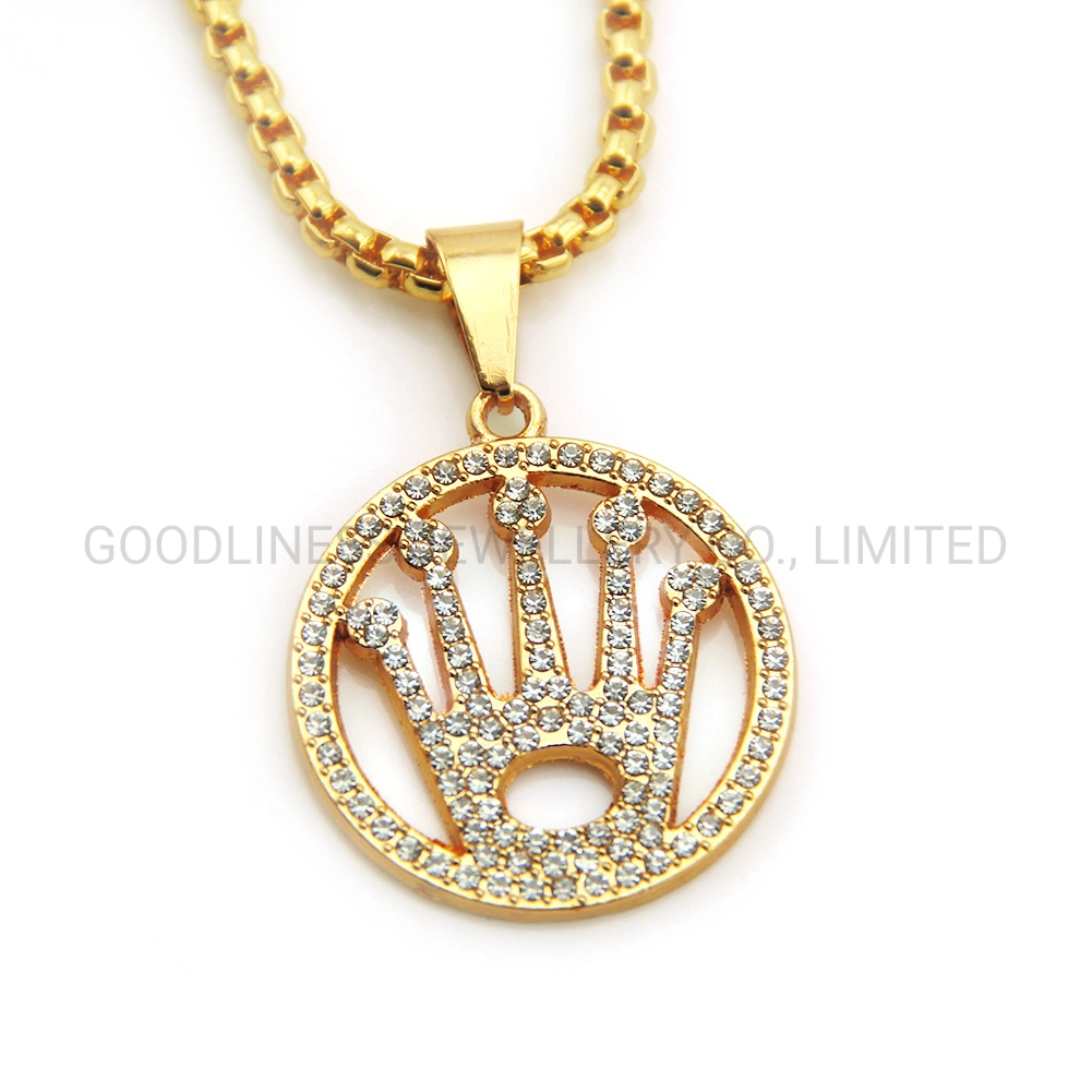 Manufacturer Popular New Hip Hop Crown Diamond Pendant Necklace