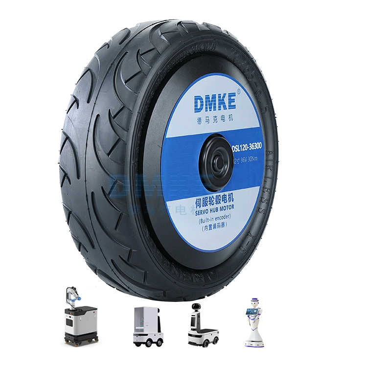 Dmke 12inch 48V 380W 30n. M BLDC Rubber Tire 4096-Wire Encoder Electric Driving in Wheel Hub Servo Motor for Robot