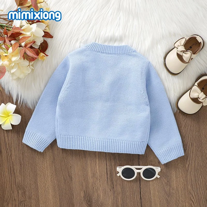 2023 Winter Warm Strickjacke für Mädchen 3D Baby Flower Strickjacke mit V-Ausschnitt für Kinder