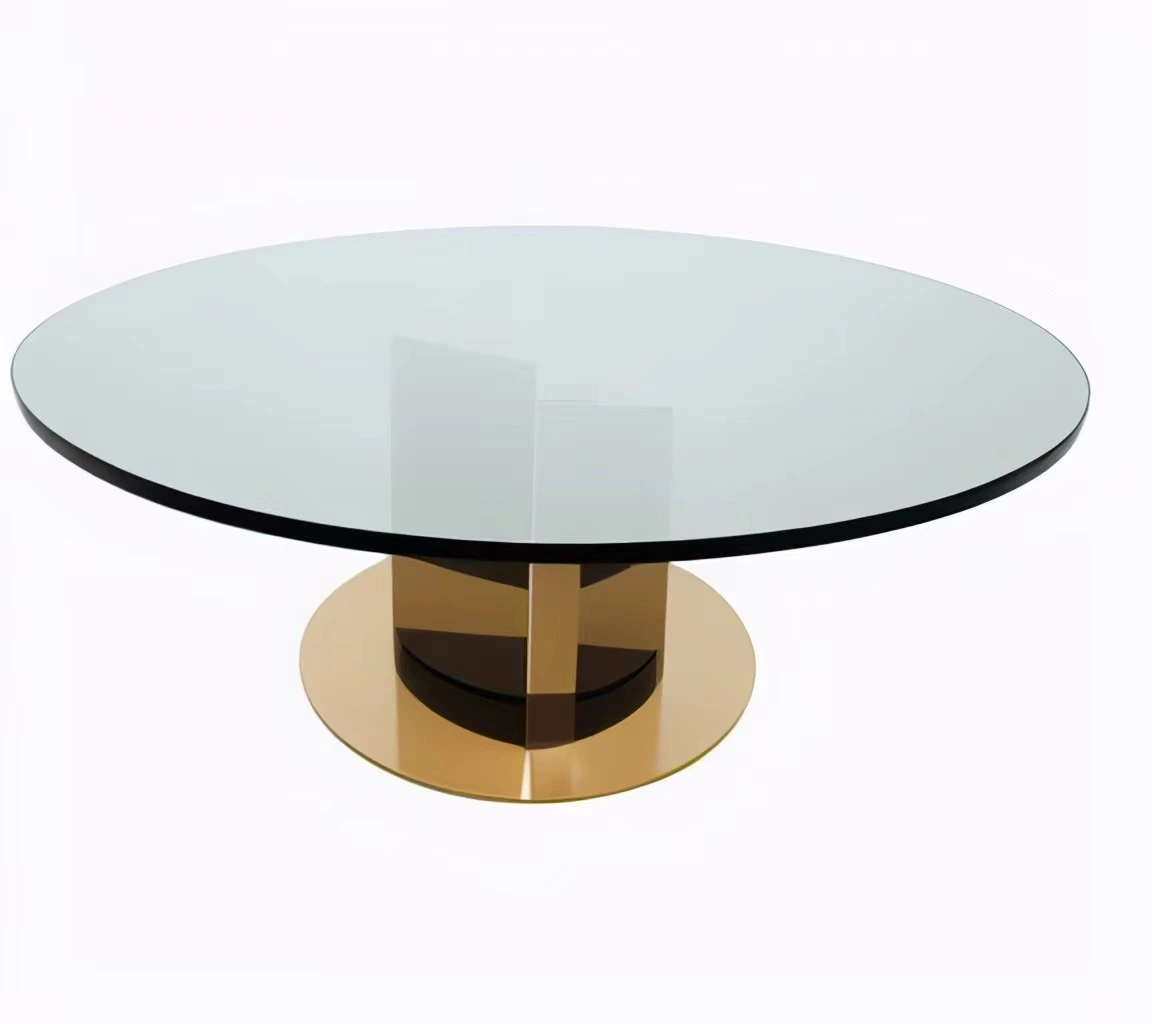 Top Quality Metal Round Gold Table Modern Living Room Furniture Living Room Edges Silver Coated Round Glass