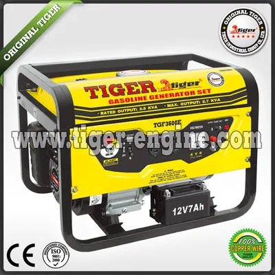 Tiger .100% Copper.Petrol/Gasoline/Fuel.Portable.Power.silent.Generator of Tgf Series 2.0kw-7.5kw, 5.5HP-18HP Recoil/Electric Start Open Structure 4 Stroke CE