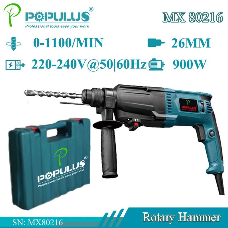 Populus nueva llegada martillo perforador de Calidad Industrial herramientas eléctricas de 900W martillo eléctrico para el mercado griego