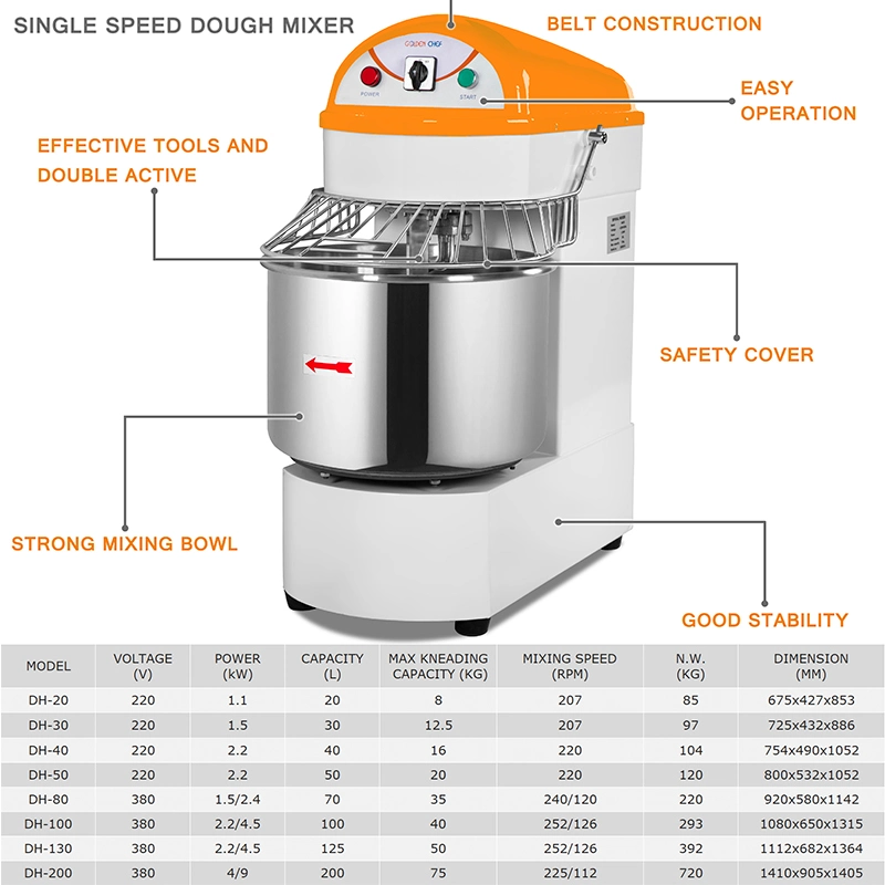 Maquina PARA amasar harina Acero inoxidable AMASADORA 20kg masa espiral Mezclador Mezclador de masa industrial máquina amasadora de 50 litros