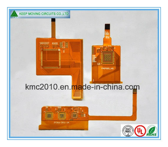 Flex PCB con poliamida 0,2 mm de oro/ Verde Soldermask inmersión