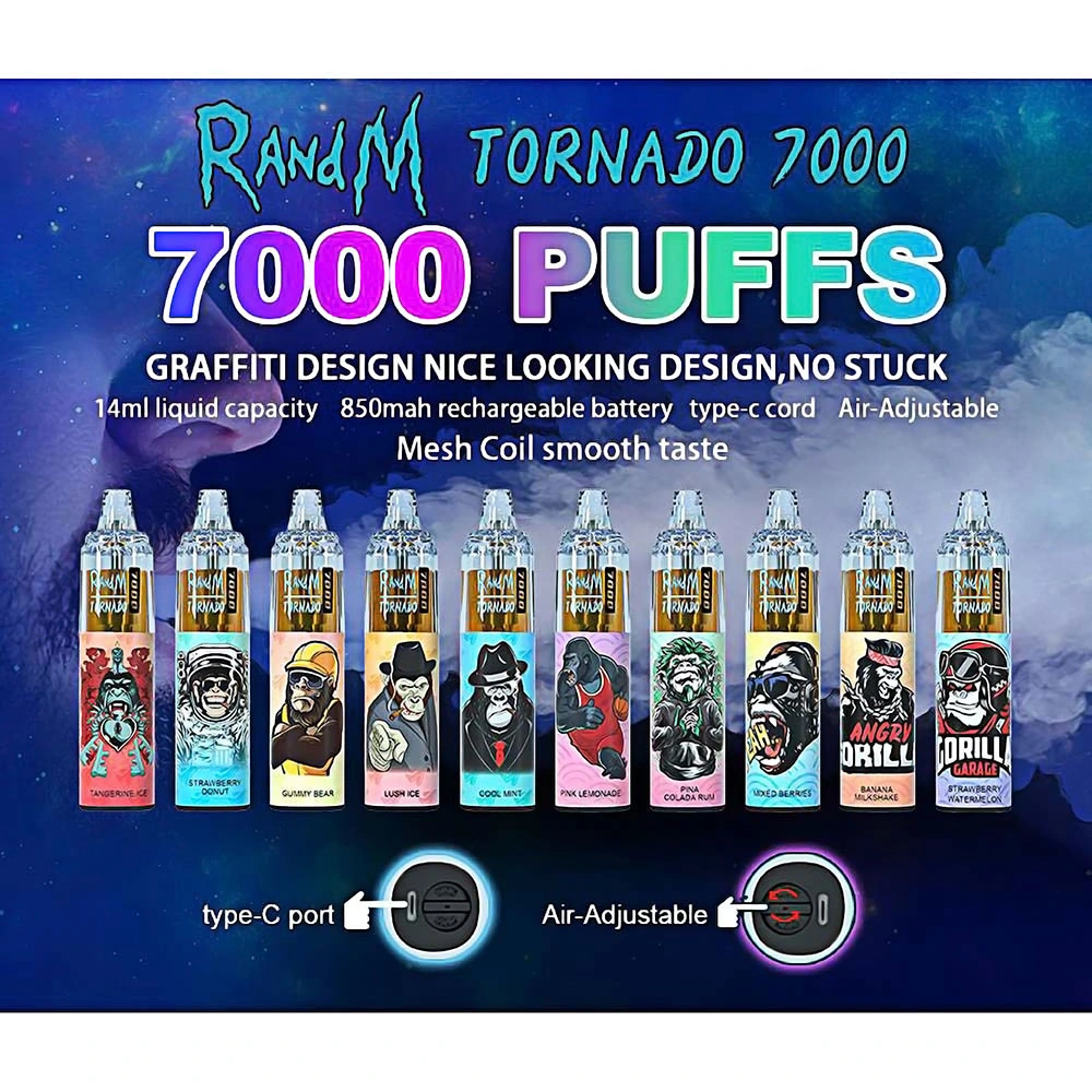 Randm Tornado 5000 7000 8000 10000-Puffs Wiederaufladbarer Einmal-Vape Pen Elektronische Zigarette