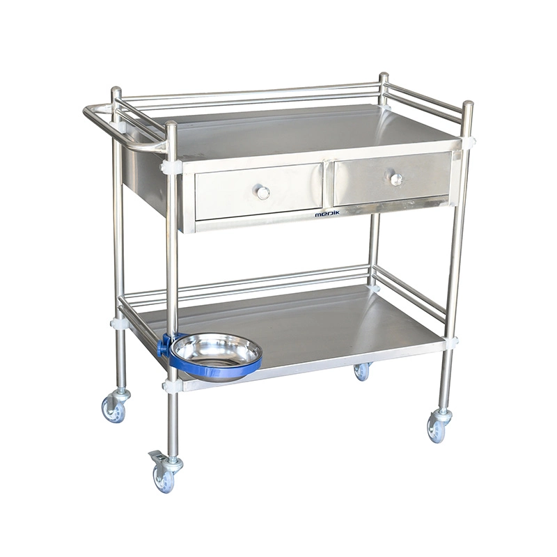 Mk-S08A New Stainless Steel Hospital Instrument Trolley with Drawers