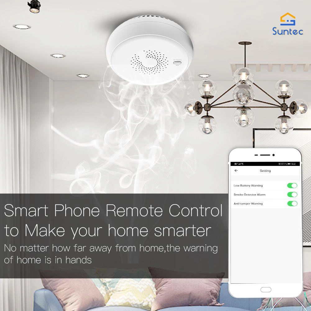 Smart Zigbee Smoke Detector Sensor Security Alarm System