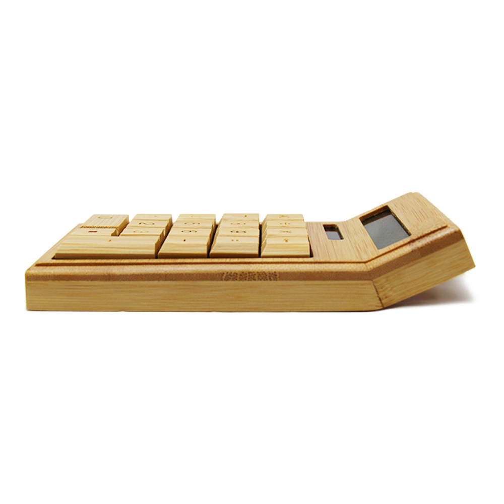 Office Stationery Supply Eco Gift Bamboo Desktop Calculator with Solar Power