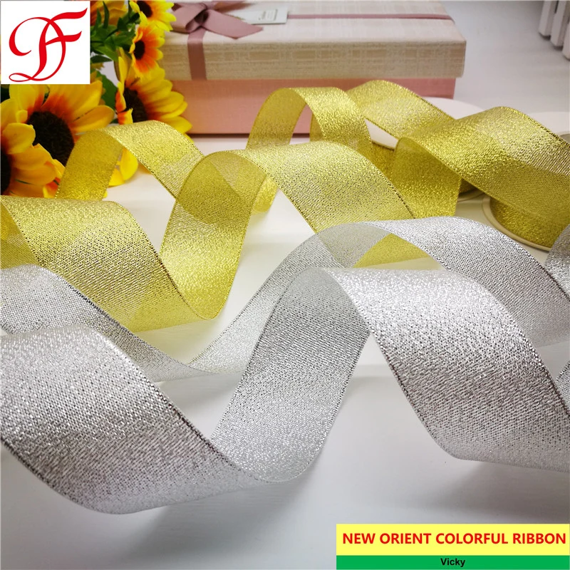 100% Nylon Metallic Colorful Christmas Ribbon Double/Singel Satin Sheer Organza Hemp Taffeta Gingham Grosgrain Ribbon for Wedding Ribbon