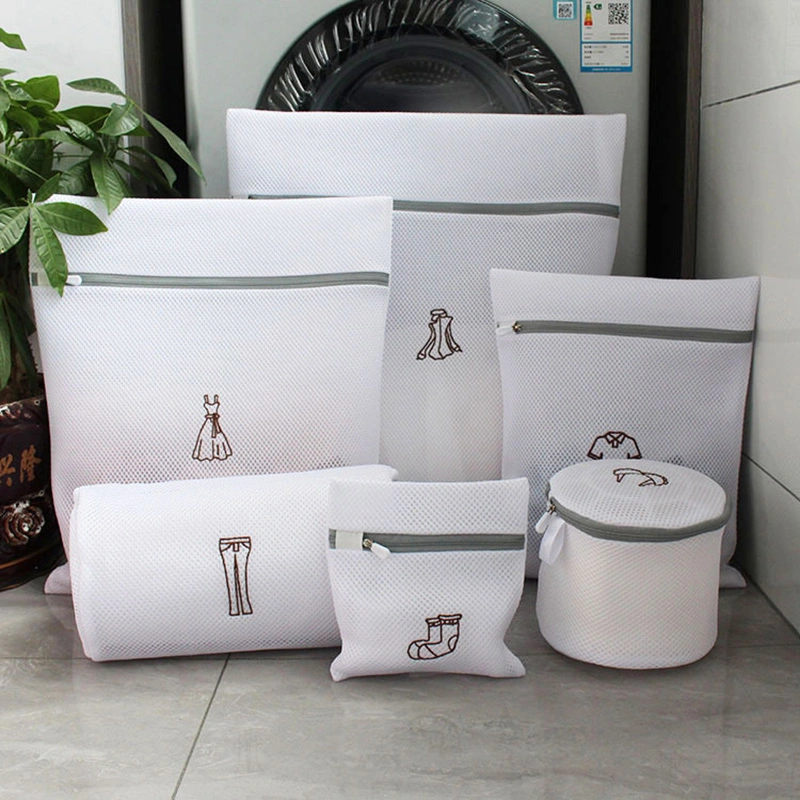 Custom Embroidered Logo Eco-Friendly Washing Storage Polyester Laundry Mesh Bag