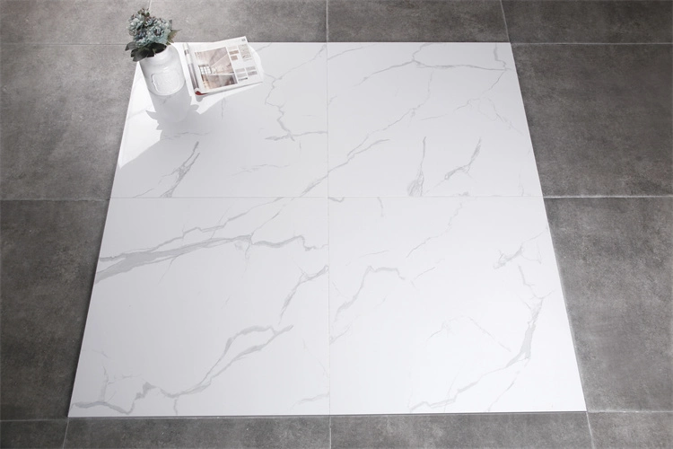 Vente chaude Carrelage en céramique brillant 60X60 pour sol Carreaux de porcelaine en marbre blanc standard.