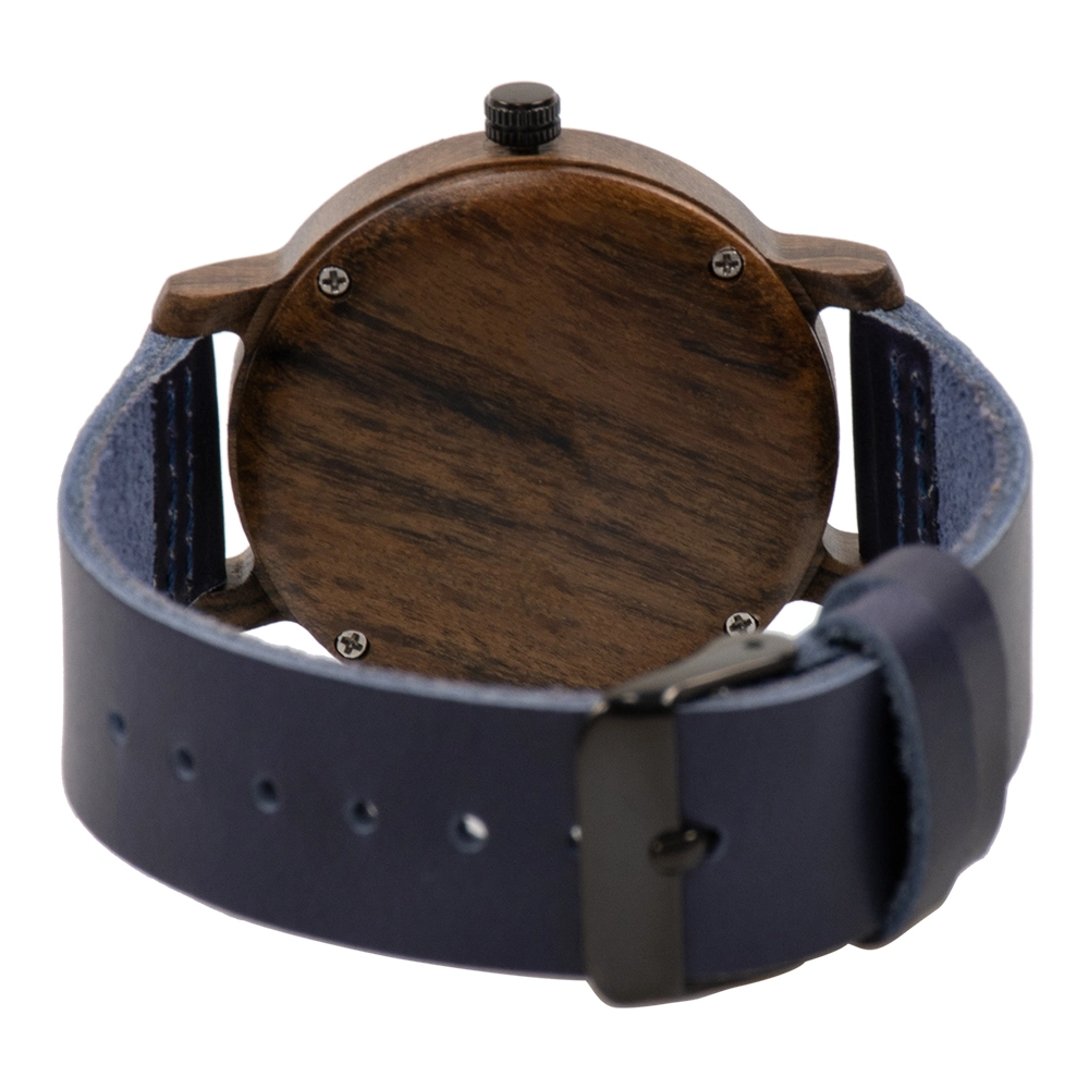 BeWell New Unisex Armband Natural Wood Case und Single Layer Echtes Lederarmband Männer und Frau Holz Uhr