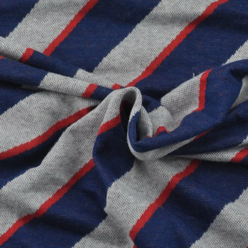 Stripe Single Side Organic 100 Cotton CVC Single Knitted Soft Soid Jacquard Fabric for Swearshirt