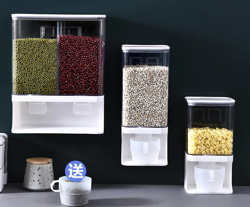 Kitchen Accessories Wall Mounted Grain Cereal Storage Box Dry Food Dispenser