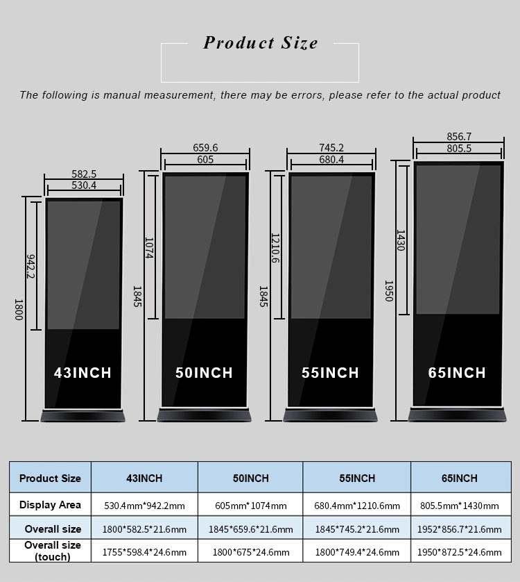 High-Quality 55inch Touch Screen LCD TV Digital Signage LCD Media Ad Players