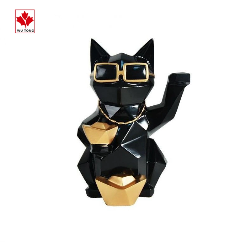 Custom Resin Geometric Luckly Cat Figurine Cat Statue Home Decoration