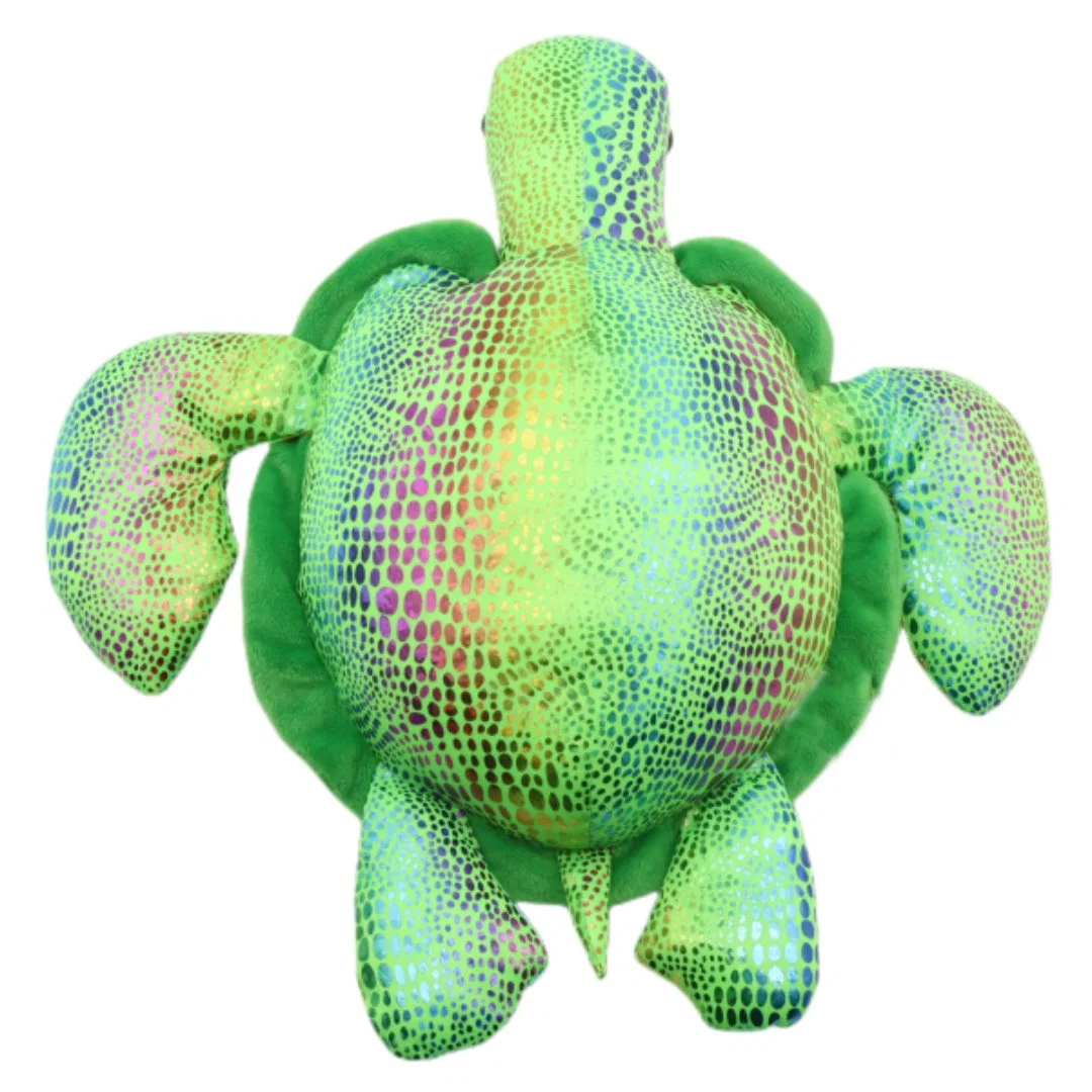 Custom 12" Kids Plush Turtle Toys Soft Tortoise Children Gift Green Stuff Animal Sparkly Sea Turtle with Black Eyes Baby Toy