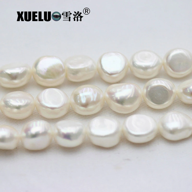 12-13mm AAA Quality Large White Nugget Baroque Natural Cultured Freshwater Pearls Strings (XL190024)