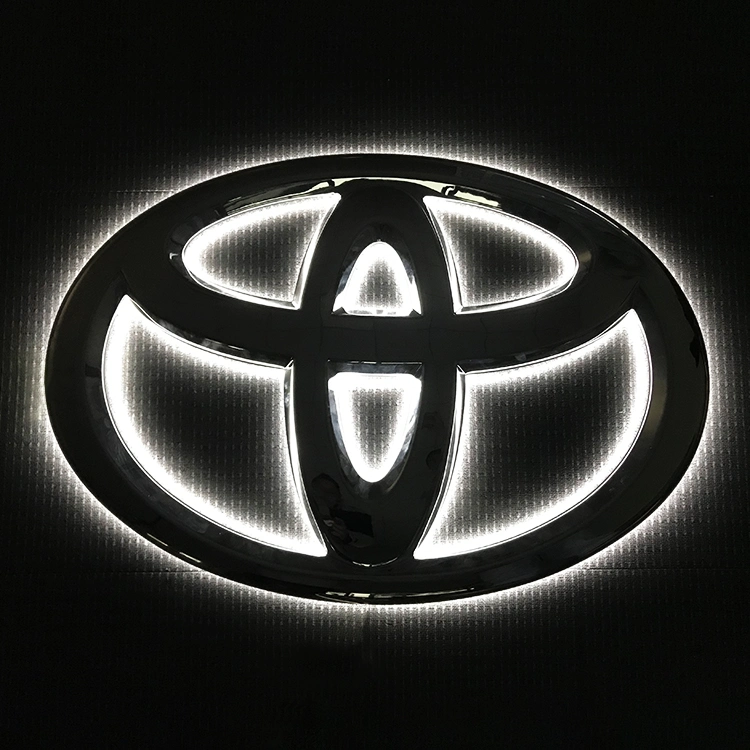 Logótipos personalizados em plástico para apresentações de automóveis Halo, com retroiluminação LED
