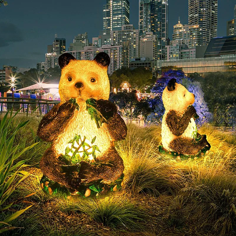 Garden Decor Customize Fiberglass Resin Life Size Animal Statues Design LED 3D Deer Motif Lights