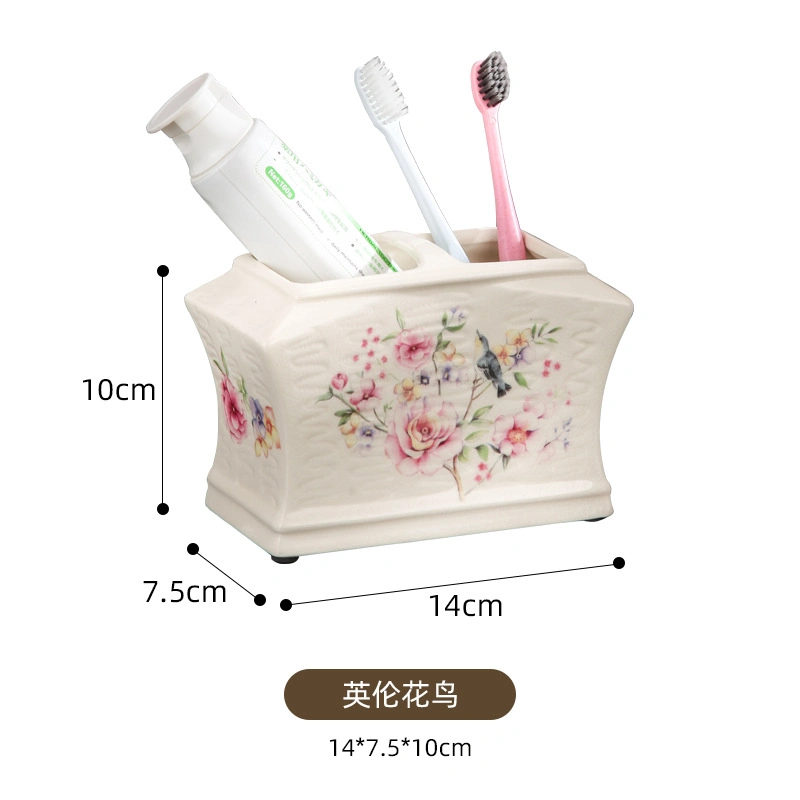 Rustic Classical Flower Design Customized Home Hotel Decoration Ceramic Bathroom Accessories