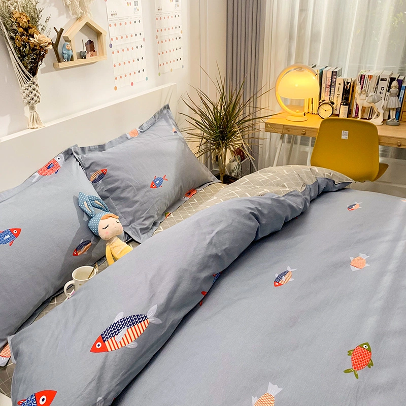 Environmental Protection 100% Cotton Fish Printing Bedding Set for Kids