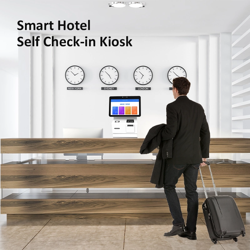 Service de libre-service de check-in Kiosque Écran tactile Comptoir Carte de chambre Hôtel intelligent