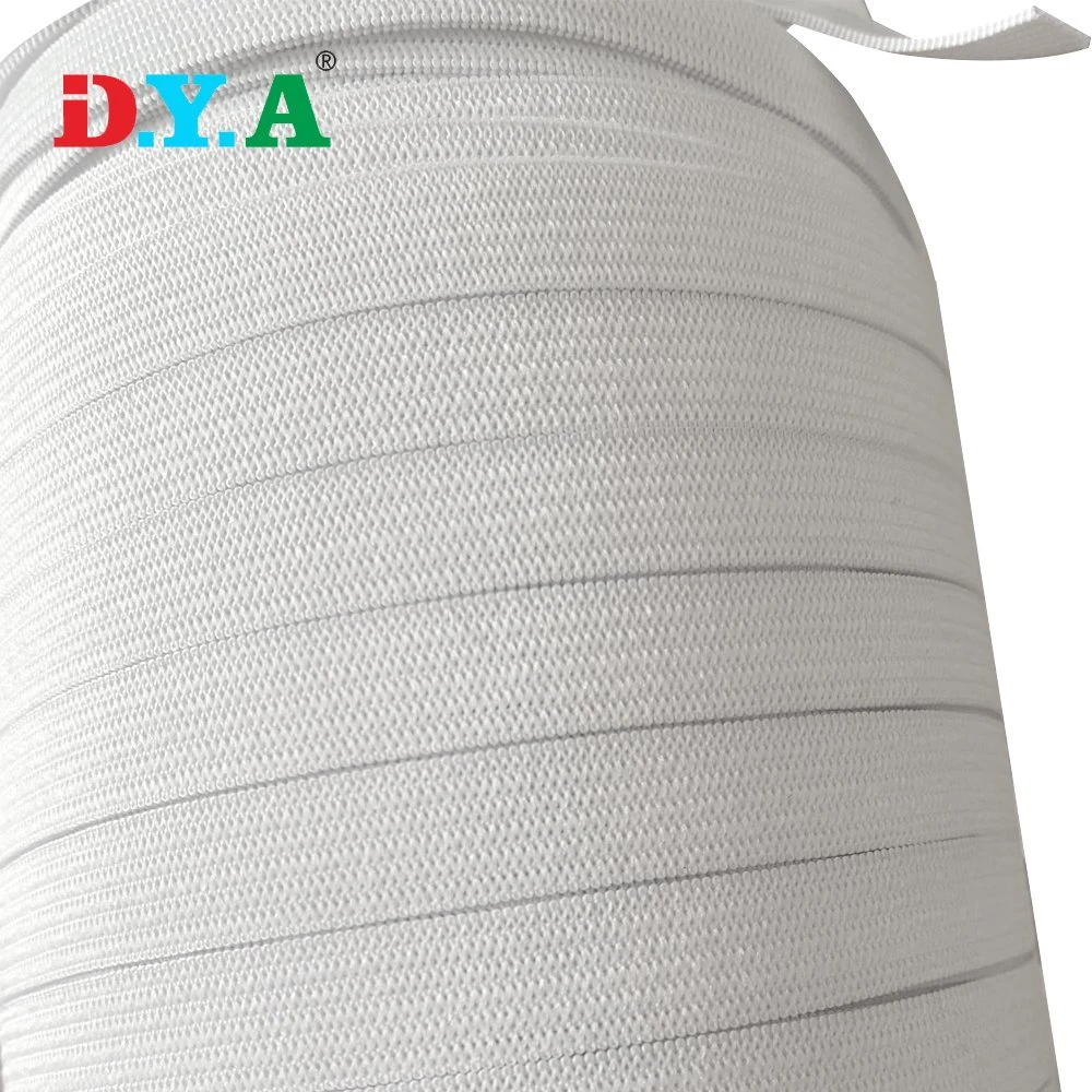 Factory Wholesale/Supplier Polyedter Latex Elastic Webbing 0.4inch 10mm White/Black Knitted Elastic Band for Clothing Garment